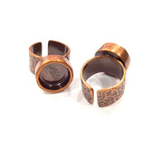 Copper Ring Blank Setting Cabochon Base inlay Ring Backs Mounting Adjustable Ring Base Bezel (12mm blank) Antique Copper Plated G15645
