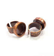 Copper Ring Blank Setting Cabochon Base inlay Ring Backs Mounting Adjustable Ring Base Bezel (16mm blank) Antique Copper Plated G15647