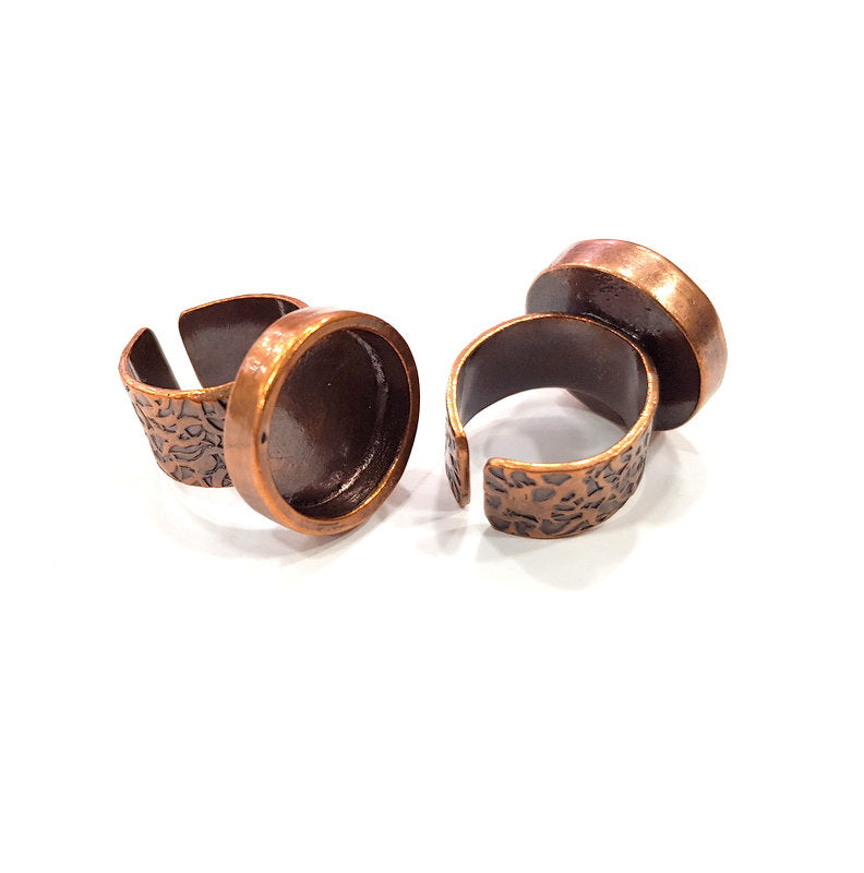 Copper Ring Blank Setting Cabochon Base inlay Ring Backs Mounting Adjustable Ring Base Bezel (16mm blank) Antique Copper Plated G15647
