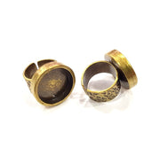 Antique Bronze Ring Blank Setting Cabochon Base inlay Ring Backs Mounting Adjustable Ring Bezel (18mm blank) Antique Bronze Plated G15648
