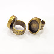 Antique Bronze Ring Blank Setting Cabochon Base inlay Ring Backs Mounting Adjustable Ring Bezel (18x13mm blank) Antique Bronze Plated G15649
