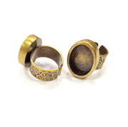 Antique Bronze Ring Blank Setting Cabochon Base inlay Ring Backs Mounting Adjustable Ring Bezel (18x13mm blank) Antique Bronze Plated G15649