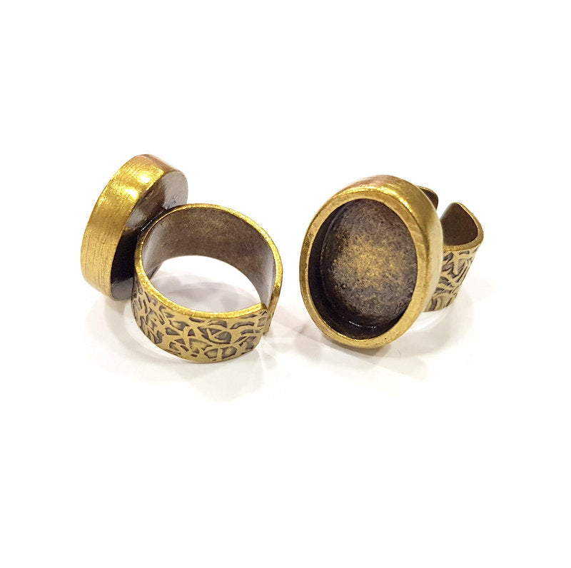 Antique Bronze Ring Blank Setting Cabochon Base inlay Ring Backs Mounting Adjustable Ring Bezel (18x13mm blank) Antique Bronze Plated G15649