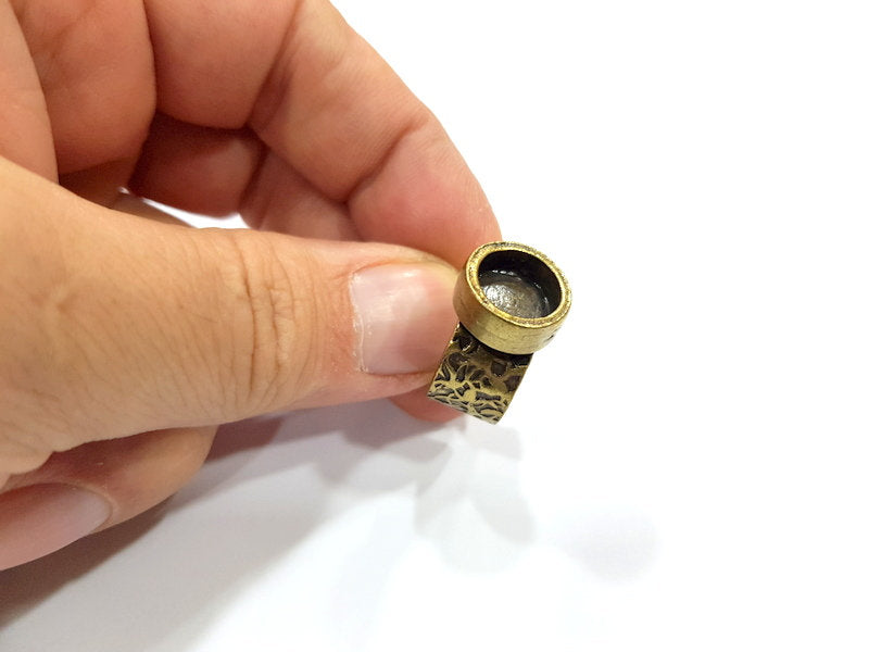 Antique Bronze Ring Blank Setting Cabochon Base inlay Ring Backs Mounting Adjustable Ring Bezel (10mm blank) Antique Bronze Plated G15651