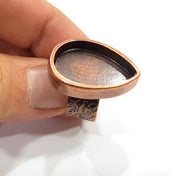Copper Ring Blank Setting Cabochon Base inlay Ring Backs Mounting Adjustable Ring Base Bezel (25x18mm blank) Antique Copper Plated G15653