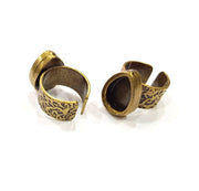 Antique Bronze Ring Blank Setting Cabochon Base inlay Ring Backs Mounting Adjustable Ring Bezel (14x10mm blank) Antique Bronze Plated G15654