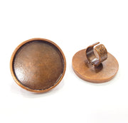 Copper Ring Blank Setting Cabochon Base inlay Ring Backs Mounting Adjustable Ring Base Bezel (40mm blank) Antique Copper Plated G15655