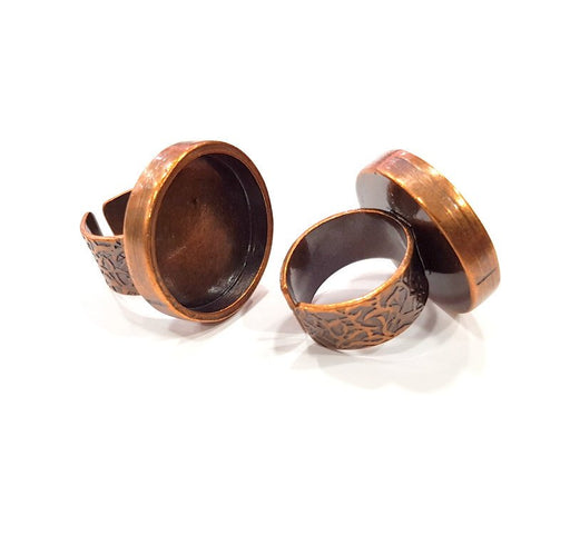 Copper Ring Blank Setting Cabochon Base inlay Ring Backs Mounting Adjustable Ring Base Bezel (22mm blank) Antique Copper Plated G15656