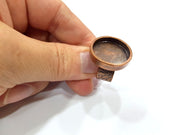 Copper Ring Blank Setting Cabochon Base inlay Ring Backs Mounting Adjustable Ring Base Bezel (22mm blank) Antique Copper Plated G15656