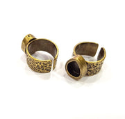 Antique Bronze Ring Blank Setting Cabochon Base inlay Ring Backs Mounting Adjustable Ring Bezel (10x8mm blank) Antique Bronze Plated G15657