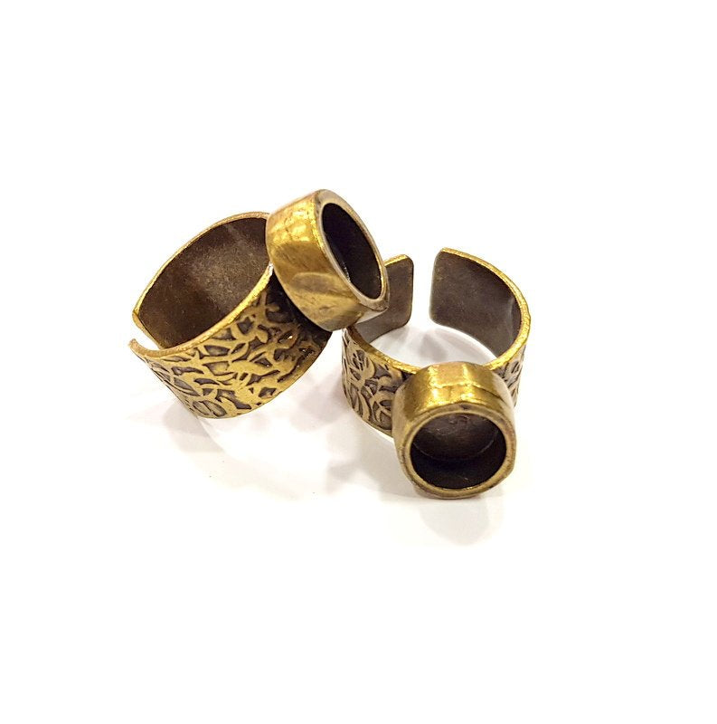 Antique Bronze Ring Blank Setting Cabochon Base inlay Ring Backs Mounting Adjustable Ring Bezel (10x8mm blank) Antique Bronze Plated G15662