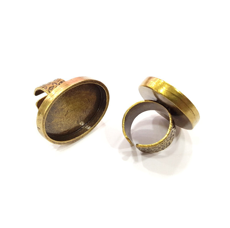Antique Bronze Ring Blank Setting Cabochon Base inlay Ring Backs Mounting Adjustable Ring Bezel (30x22mm blank) Antique Bronze Plated G15660