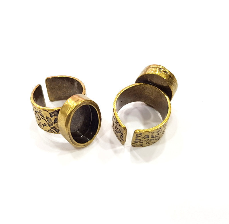 Antique Bronze Ring Blank Setting Cabochon Base inlay Ring Backs Mounting Adjustable Ring Bezel (14x10mm blank) Antique Bronze Plated G15664