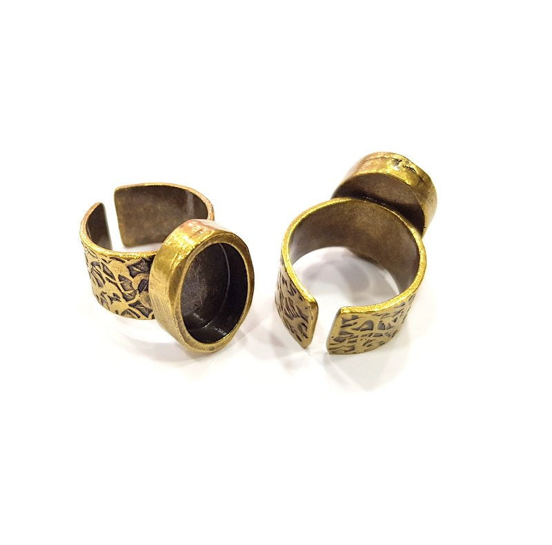 Antique Bronze Ring Blank Setting Cabochon Base inlay Ring Backs Mounting Adjustable Ring Bezel (14x10mm blank) Antique Bronze Plated G15664