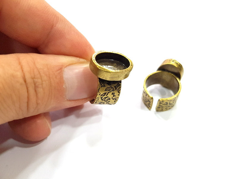 Antique Bronze Ring Blank Setting Cabochon Base inlay Ring Backs Mounting Adjustable Ring Bezel (14x10mm blank) Antique Bronze Plated G15664