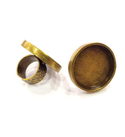 Antique Bronze Ring Blank Setting Cabochon Base inlay Ring Backs Mounting Adjustable Ring Bezel (30mm blank) Antique Bronze Plated G15665