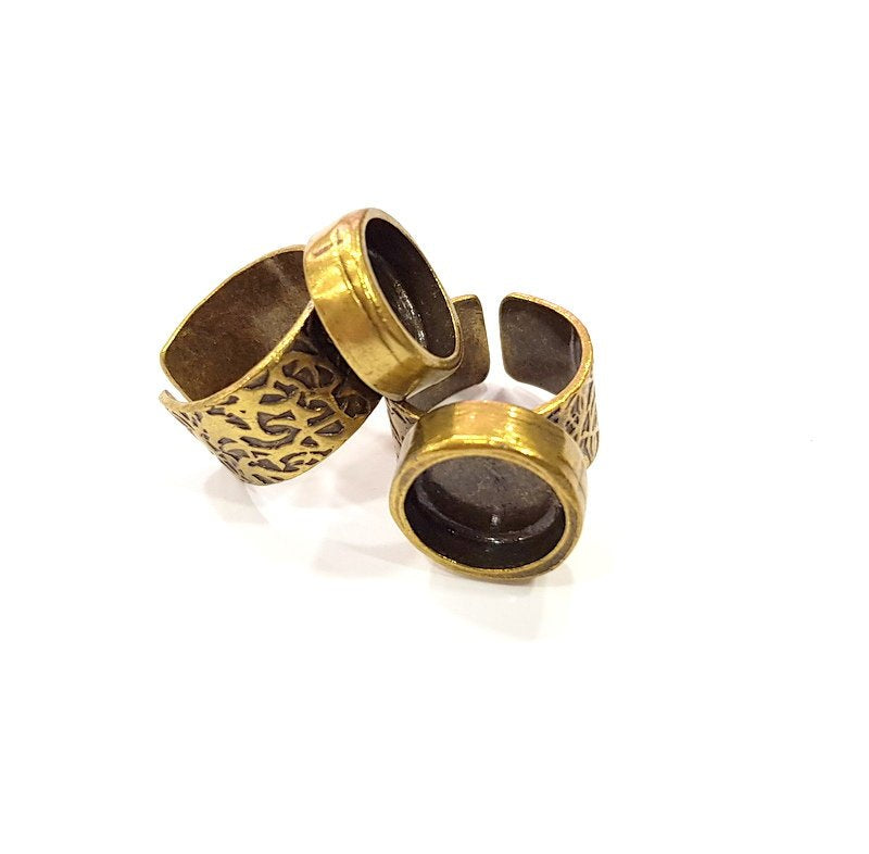 Antique Bronze Ring Blank Setting Cabochon Base inlay Ring Backs Mounting Adjustable Ring Bezel (12mm blank) Antique Bronze Plated G15666