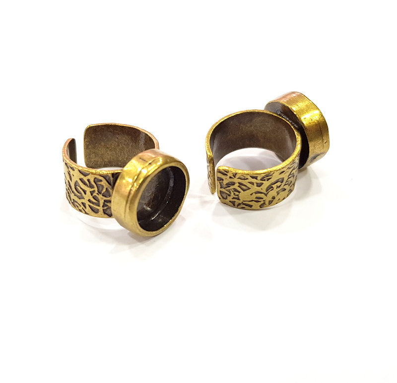Antique Bronze Ring Blank Setting Cabochon Base inlay Ring Backs Mounting Adjustable Ring Bezel (12mm blank) Antique Bronze Plated G15666