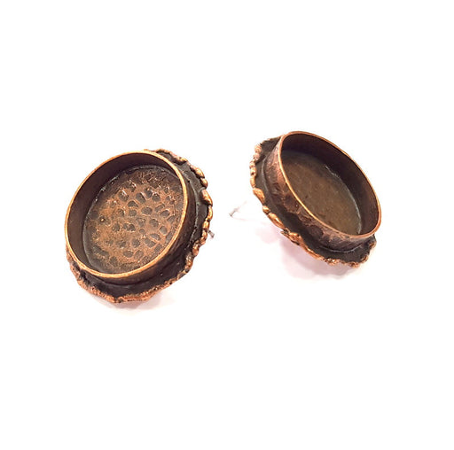 Earring Blank Base Settings Copper Resin Blank Cabochon Base inlay Blank Mountings Antique Copper Plated Brass (20mm blank) 1 Set  G14767