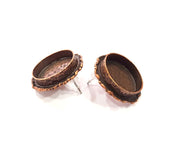 Earring Blank Base Settings Copper Resin Blank Cabochon Base inlay Blank Mountings Antique Copper Plated Brass (20mm blank) 1 Set  G14767
