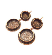 Earring Blank Base Settings Copper Resin Blank Cabochon Base inlay Mountings Antique Copper Plated Brass (20mm+14mm blank) 1 Set G14769