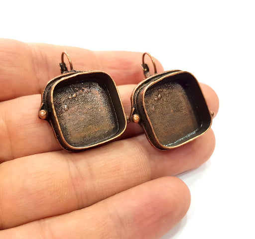 Earring Blank Base Settings Copper Resin Blank Cabochon Base inlay Blank Mountings Antique Copper Plated Brass (20x20mm blank) 1 Set  G14770