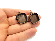 Earring Blank Base Settings Copper Resin Blank Cabochon Base inlay Blank Mountings Antique Copper Plated Brass (20x20mm blank) 1 Set  G14770