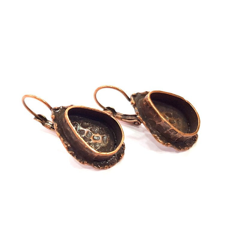 Earring Blank Base Settings Copper Resin Blank Cabochon Base inlay Blank Mountings Antique Copper Plated Brass (14x10mm blank) 1 Set  G14772