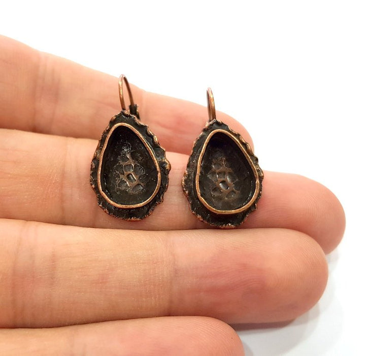 Earring Blank Base Settings Copper Resin Blank Cabochon Base inlay Blank Mountings Antique Copper Plated Brass (14x10mm blank) 1 Set  G14772
