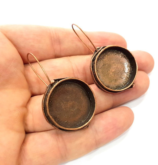 Earring Blank Base Settings Copper Resin Blank Cabochon Base inlay Blank Mountings Antique Copper Plated Brass (24mm blank) 1 Set  G14774