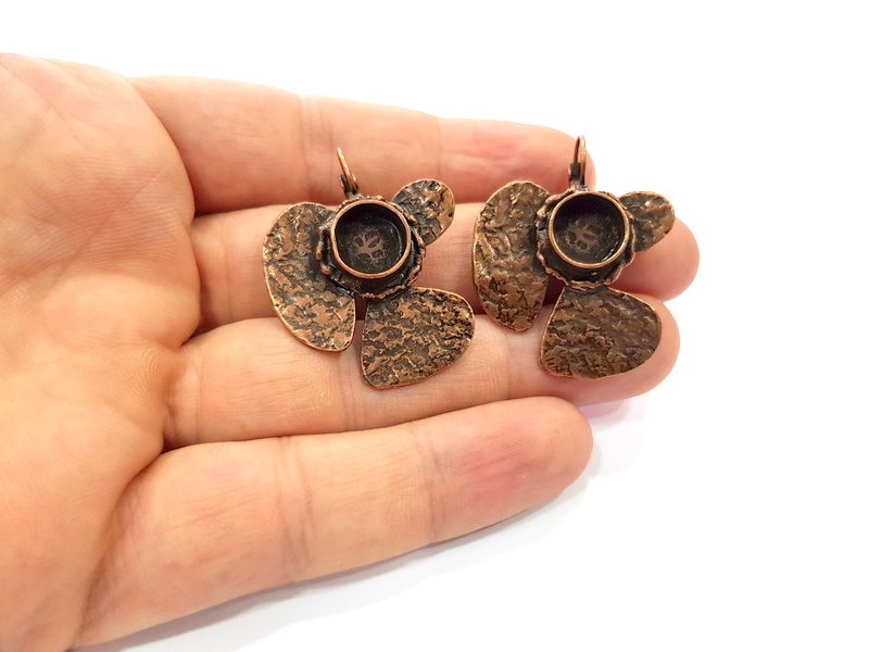 Earring Blank Base Settings Copper Resin Blank Cabochon Base inlay Blank Mountings Antique Copper Plated Brass (10mm blank) 1 Set  G14776