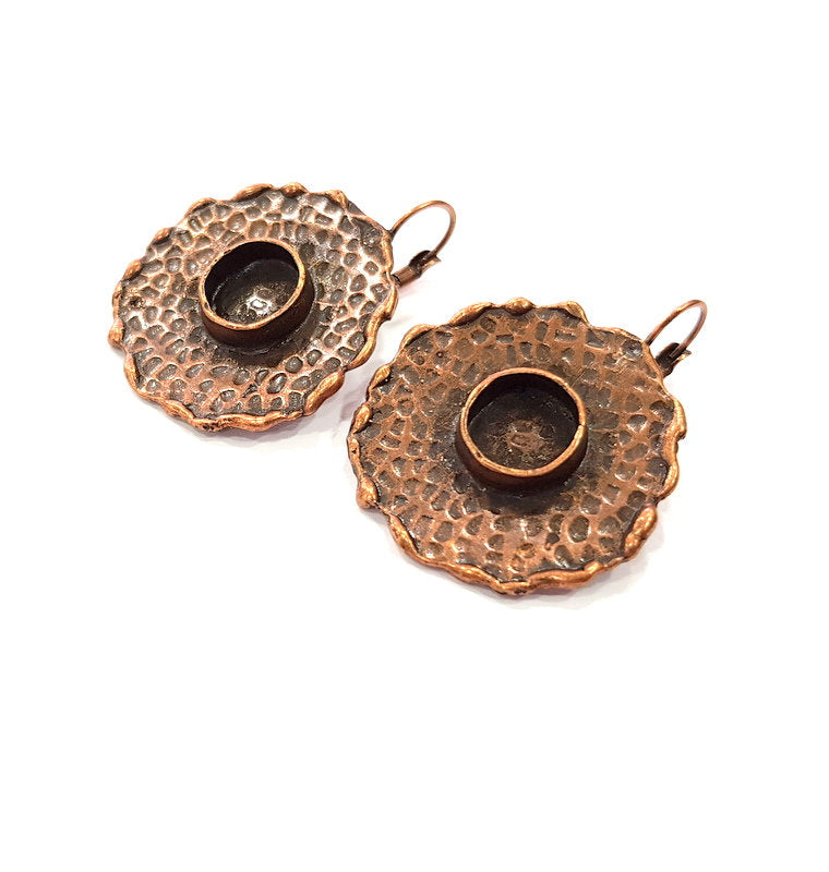 Earring Blank Base Settings Copper Resin Blank Cabochon Base inlay Blank Mountings Antique Copper Plated Brass (10mm blank) 1 Set  G14782