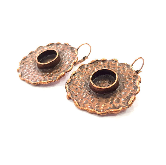 Earring Blank Base Settings Copper Resin Blank Cabochon Base inlay Blank Mountings Antique Copper Plated Brass (10mm blank) 1 Set  G14782