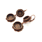 Earring Blank Base Settings Copper Resin Blank Cabochon Base inlay Mountings Antique Copper Plated Brass (10mm+14mm blank) 1 Set G14786