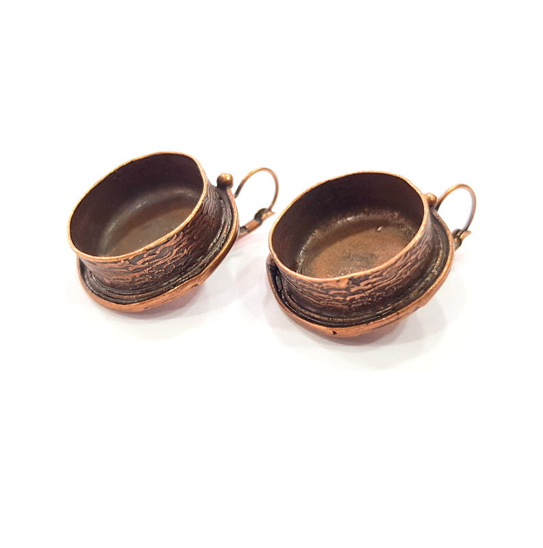 Earring Blank Base Settings Copper Resin Blank Cabochon Base inlay Blank Mountings Antique Copper Plated Brass (20mm blank) 1 Set  G14791