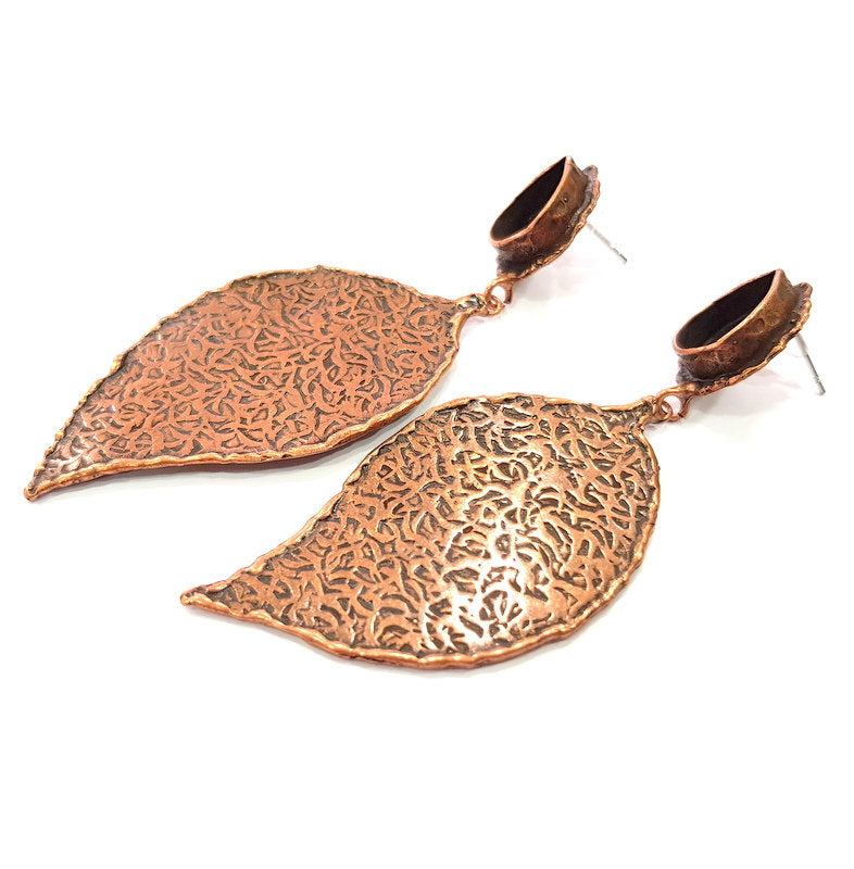 Earring Blank Base Settings Copper Resin Blank Cabochon Base inlay Blank Mountings Antique Copper Plated Brass (14x10mm blank) 1 Set  G14792