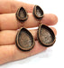 Earring Blank Base Settings Copper Resin Blank Cabochon Base inlay Mountings Antique Copper Plated Brass (14x10+25x18mm blank) 1 Set G14794