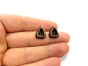 Earring Blank Base Settings Copper Resin Blank Cabochon Base inlay Blank Mountings Antique Copper Plated Brass (9x7mm blank) 1 Set  G14797