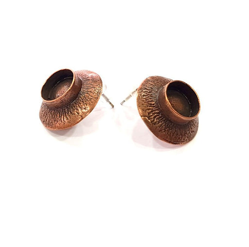 Earring Blank Base Settings Copper Resin Blank Cabochon Base inlay Blank Mountings Antique Copper Plated Brass (10mm blank) 1 Set  G14798