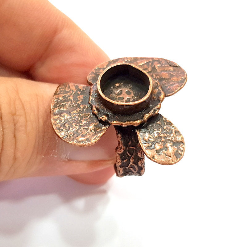 Copper Ring Settings inlay Ring Blank Mosaic Ring Bezel Base Cabochon Mountings ( 10 mm blank) Antique Copper Plated Brass G14800