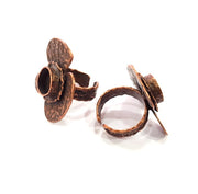 Copper Ring Settings inlay Ring Blank Mosaic Ring Bezel Base Cabochon Mountings ( 10 mm blank) Antique Copper Plated Brass G14800