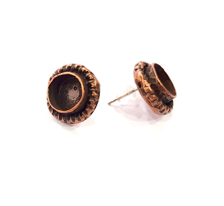 Earring Blank Base Settings Copper Resin Blank Cabochon Base inlay Blank Mountings Antique Copper Plated Brass (10mm blank) 1 Set  G14801