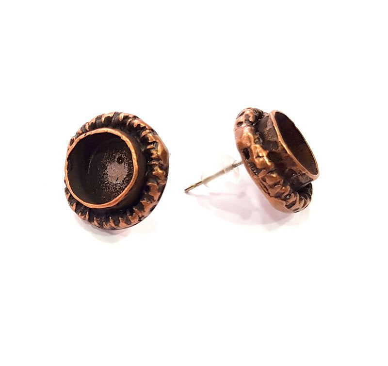Earring Blank Base Settings Copper Resin Blank Cabochon Base inlay Blank Mountings Antique Copper Plated Brass (10mm blank) 1 Set  G14801