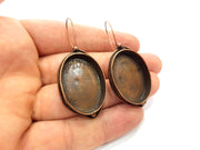 Earring Blank Base Settings Copper Resin Blank Cabochon Base inlay Blank Mountings Antique Copper Plated Brass (30x22mm blank) 1 Set  G14805