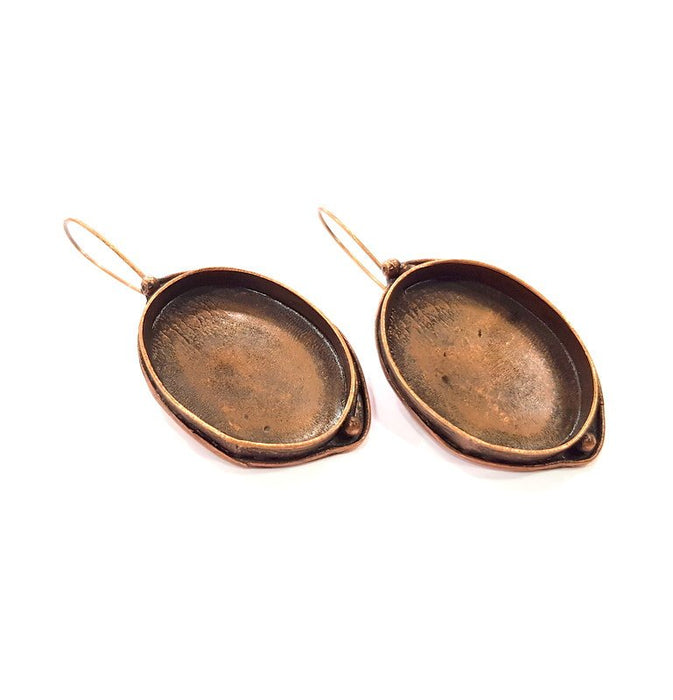 Earring Blank Base Settings Copper Resin Blank Cabochon Base inlay Blank Mountings Antique Copper Plated Brass (30x22mm blank) 1 Set  G14805