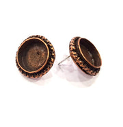 Earring Blank Base Settings Copper Resin Blank Cabochon Base inlay Blank Mountings Antique Copper Plated Brass (16mm blank) 1 Set  G14809