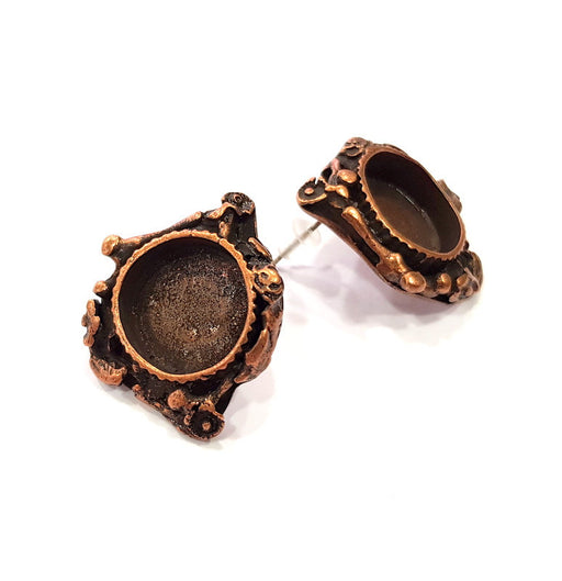 Earring Blank Base Settings Copper Resin Blank Cabochon Base inlay Blank Mountings Antique Copper Plated Brass (16mm blank) 1 Set  G14810