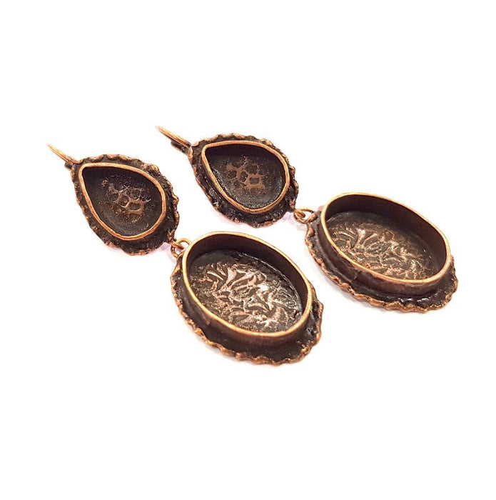 Earring Blank Base Settings Copper Resin Blank Cabochon Base inlay Mountings Antique Copper Plated Brass (14x10+20x14mm blank) 1 Set G14814