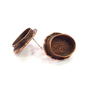 Earring Blank Base Settings Copper Resin Blank Cabochon Base inlay Blank Mountings Antique Copper Plated Brass (18x13mm blank) 1 Set  G14816