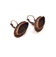 Earring Blank Base Settings Copper Resin Blank Cabochon Base inlay Blank Mountings Antique Copper Plated Brass (22x8mm blank) 1 Set  G14817